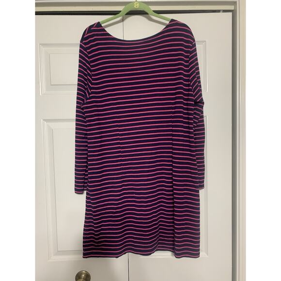Sail to Sable STS Womens Dress XL Blue Pink Stripe Decorative Buttons On Pockets - Picture 6 of 7